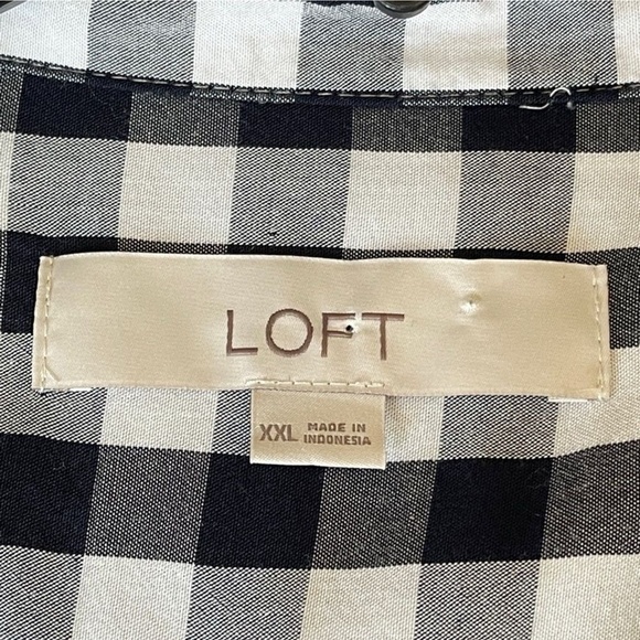 LOFT Womens Gingham Checkered Button-down‎ Rayon Blouse Size XXL - Picture 6 of 12